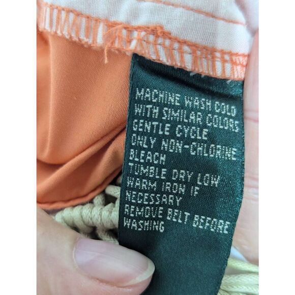 Lauren Ralph Lauren Women's Orange Cotton Crop Macrame Shell Belt Pants Size 12 - Picture 8 of 8